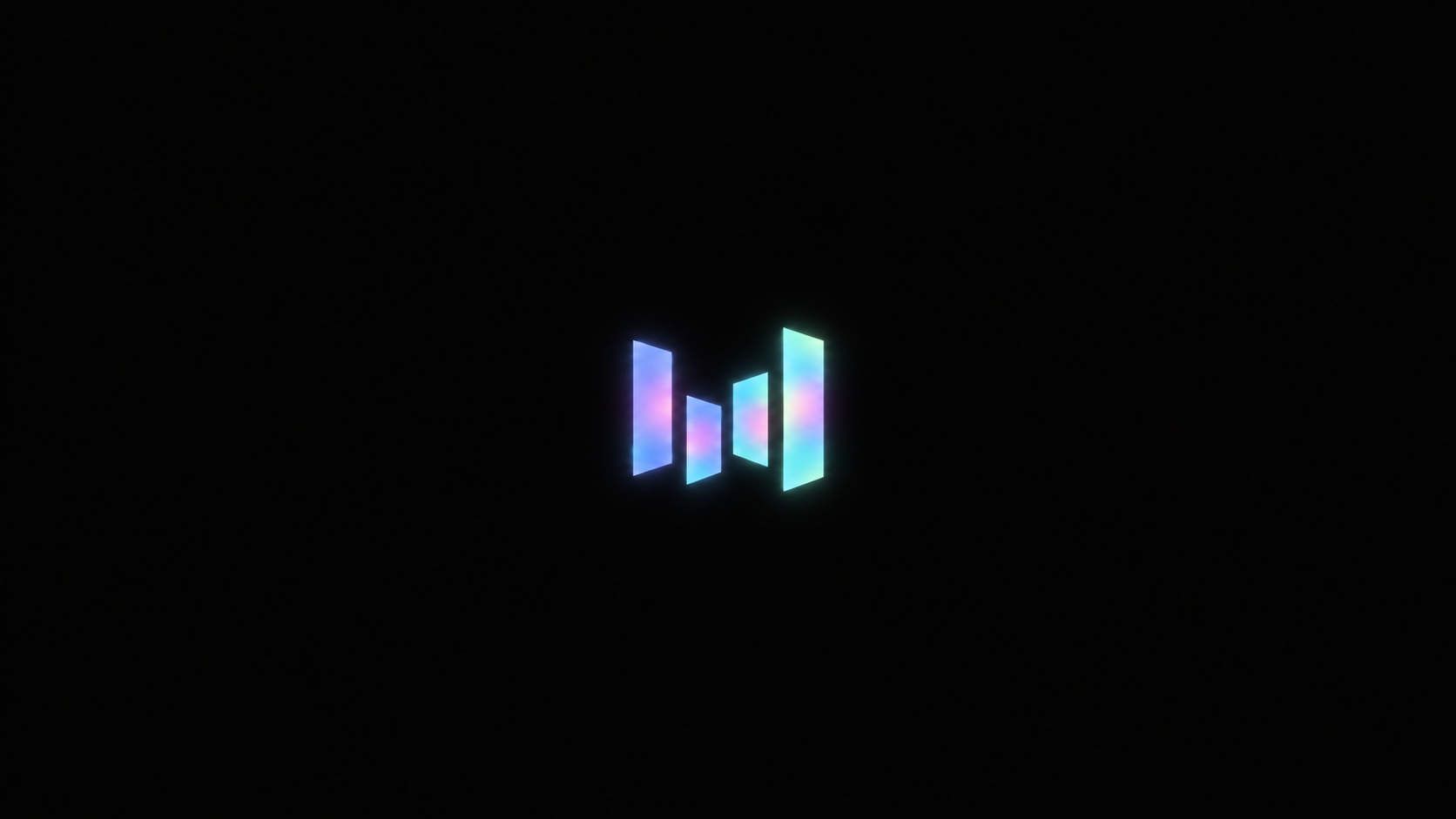 ByteDance’s four-bar symbol filled with soft blue, violet and teal light