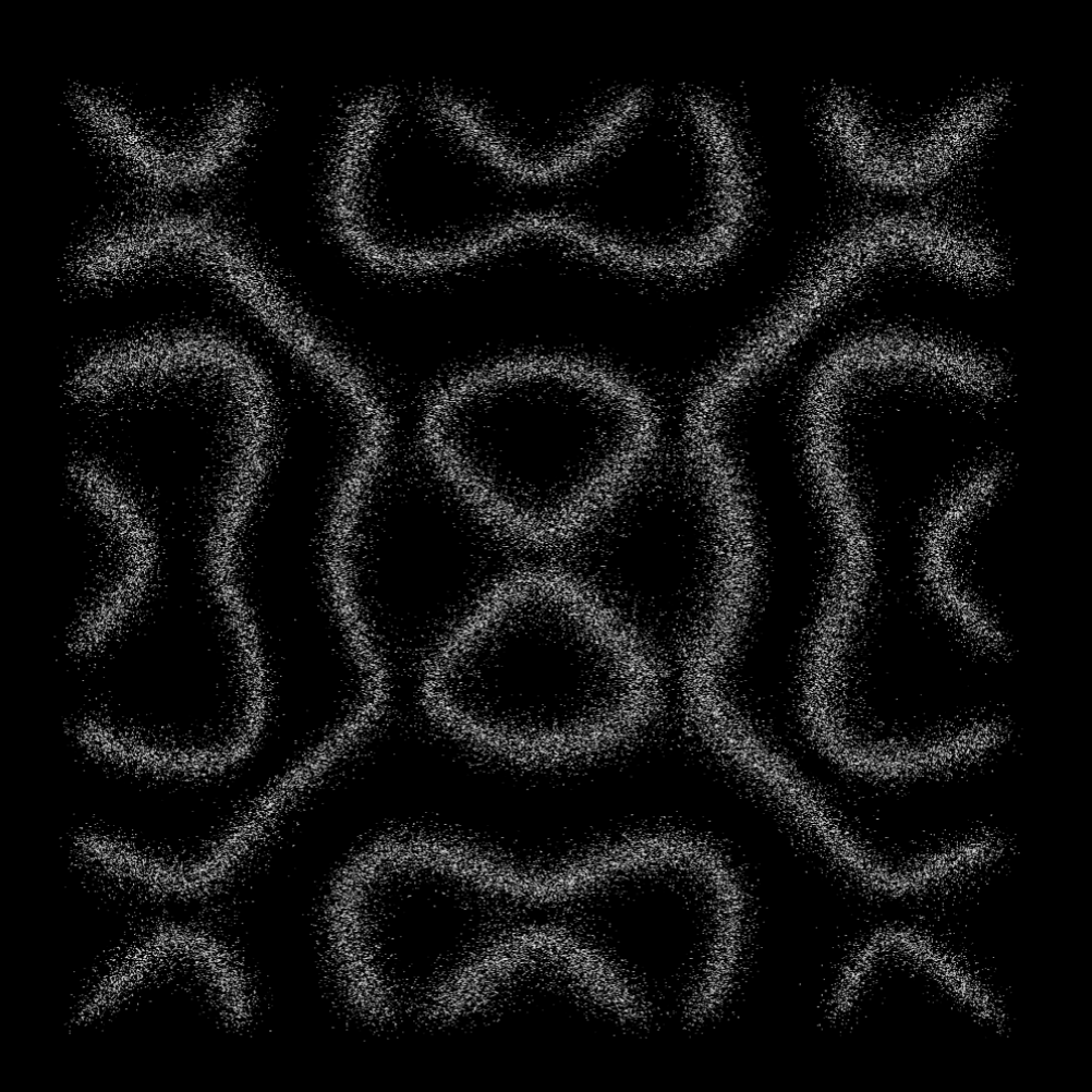 Original concept: white grains regrouped into a symmetrical wave pattern